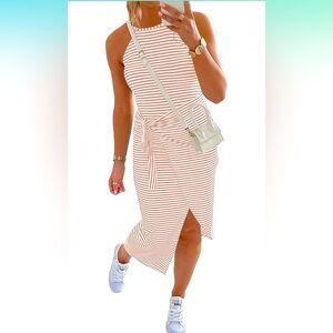 Sexy striped wraparound dress sz med brand new never worn 🌸